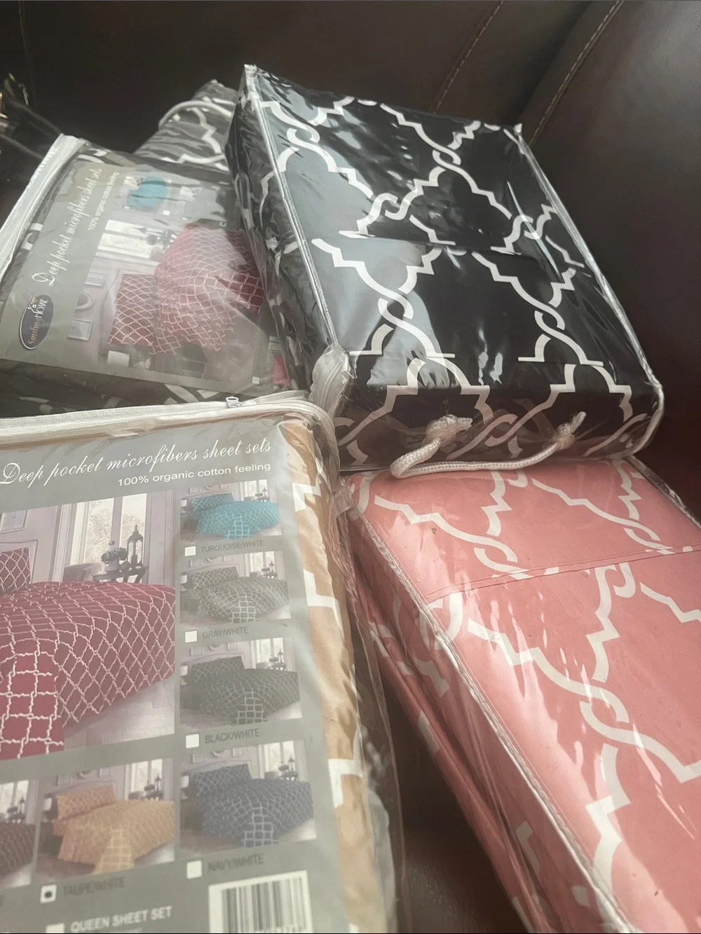 Home Accents Taupe and White Trellis Pattern Decorative Throw